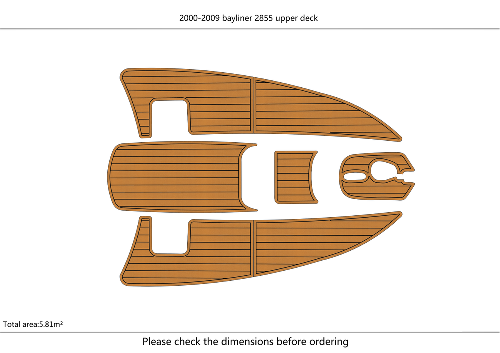 2000-2009 Bayliner 2855 Upper Deck Cockpit 1/4" 6mm EVA faux teak mat floor