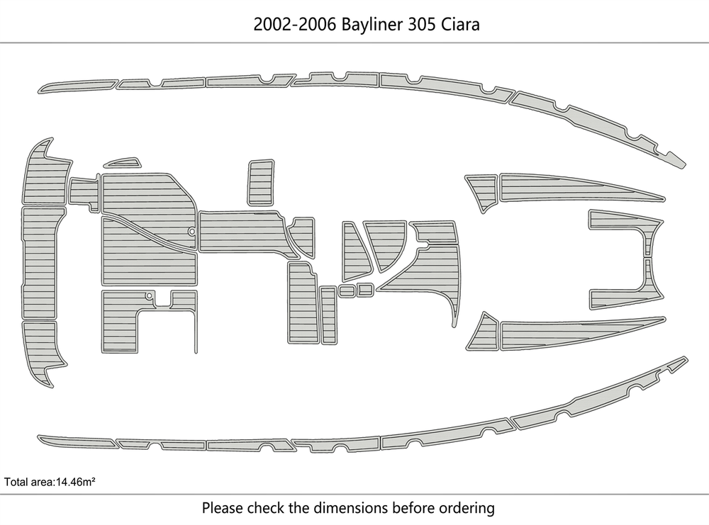 2002-2006 Bayliner 305 Ciara Cockpit Swim platform 1/4" 6mm EVA faux teak Floor