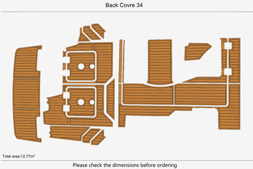 Back Covre 34 Cockpit Swim platform 1/4" 6mm EVA Teak deck floor