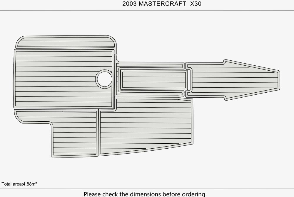 2003 mastercraft X30 cockpit faux teak floor 1/4" Teak carpet Non-slip mat