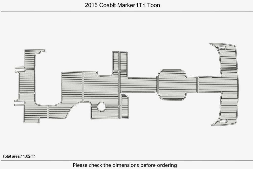 2016 Coablt Marker Tri Toon Cockpit Swim Platform 1/4" 6mm EVA Teak Deck floor