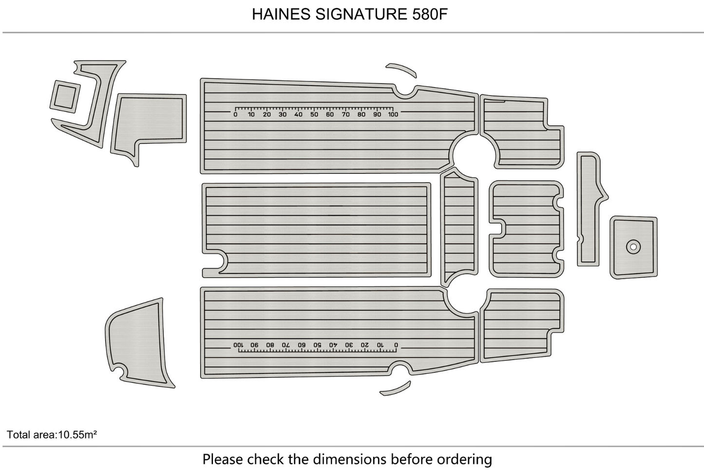 HAINES SIGNATURE 580F cockpit Swim platform 1/4" 6mm EVA Foam Teak Deck floor
