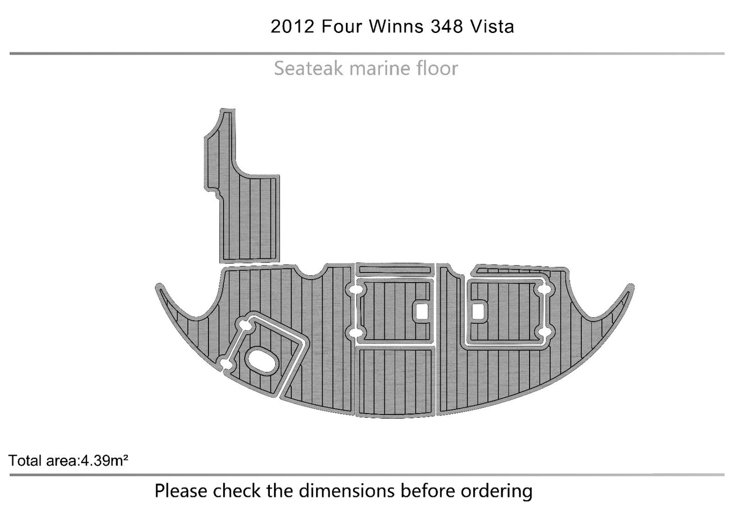 2012 Four Winns 348 Vista Cockpit swimming platform Faux teak 6mm Non-slip mat