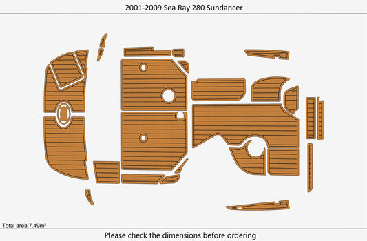 2001-2008 sea ray 280 sundancer Anti-slip mat Custom EVA faux teak deck floor