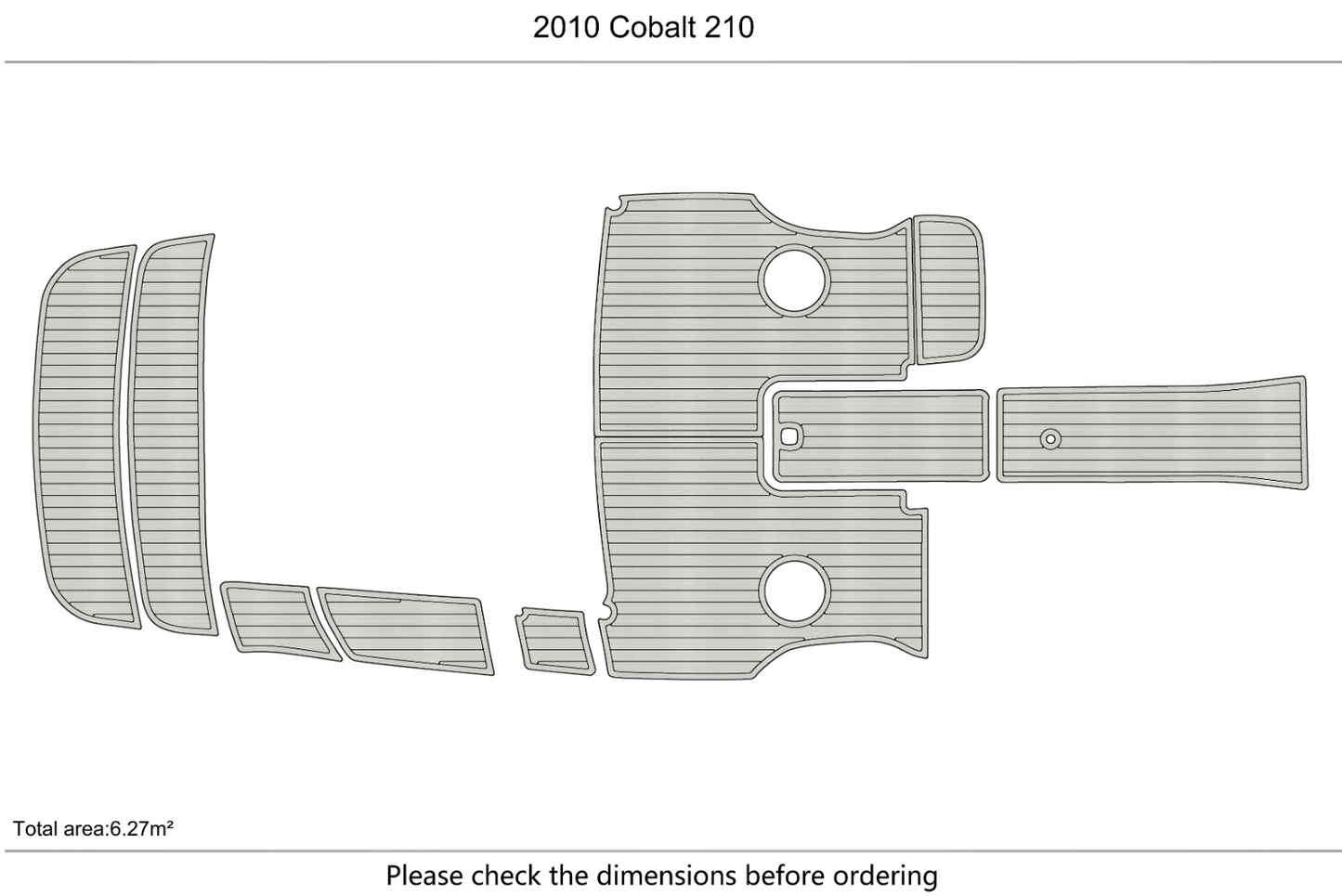 2010 Cobalt 210 cockpit & swim platform 1/4" 6mm EVA Foam Teak floor