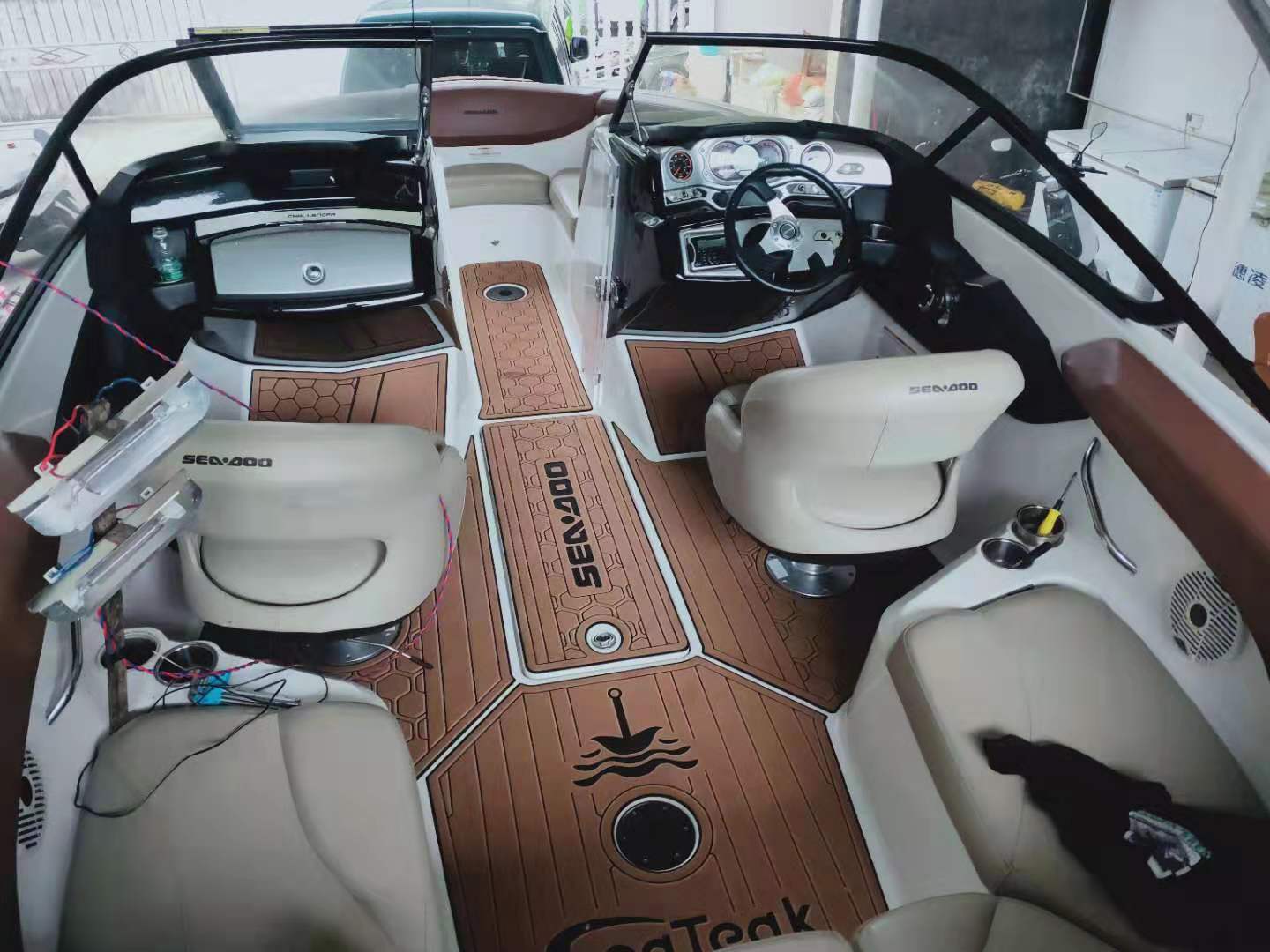 2012 sea doo 210 SP Challenger Two chair Cockpit swimming platform faux teak