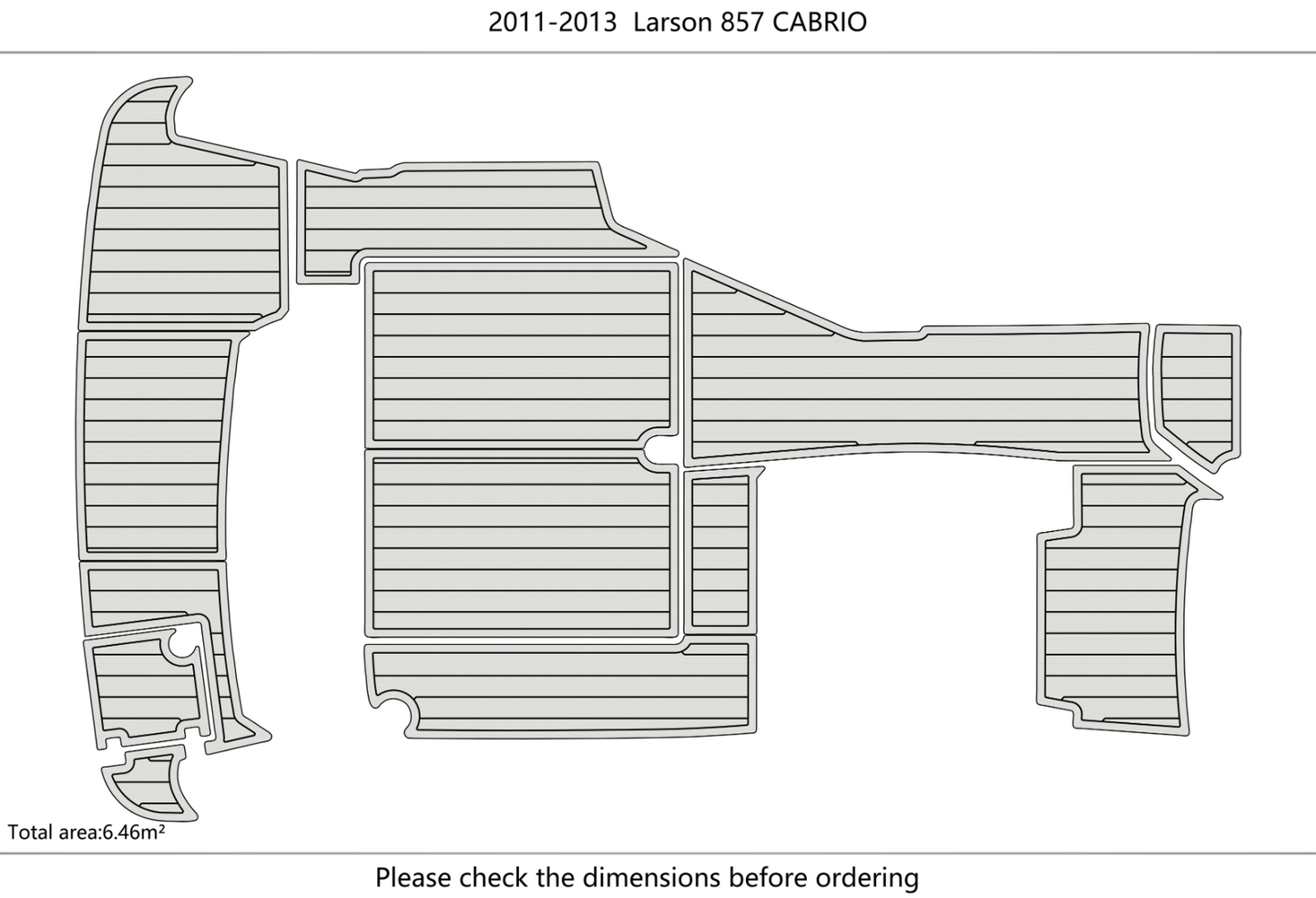 2011-2013 Larson 857 CABRIO Cockpit Swim platform Pads 1/4" 6mm EVA Faux Teak