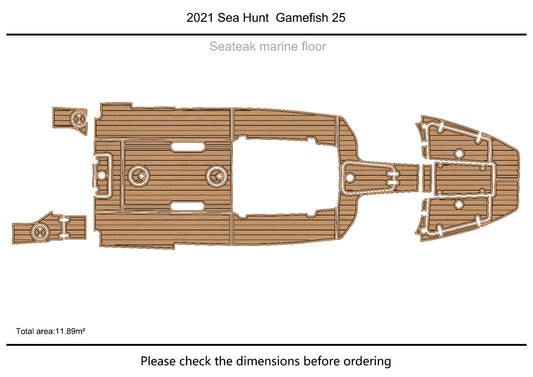 2021 Sea Hunt Gamefish 25 cockpit Swim platform f1/4" 6mm EVA Teak floor