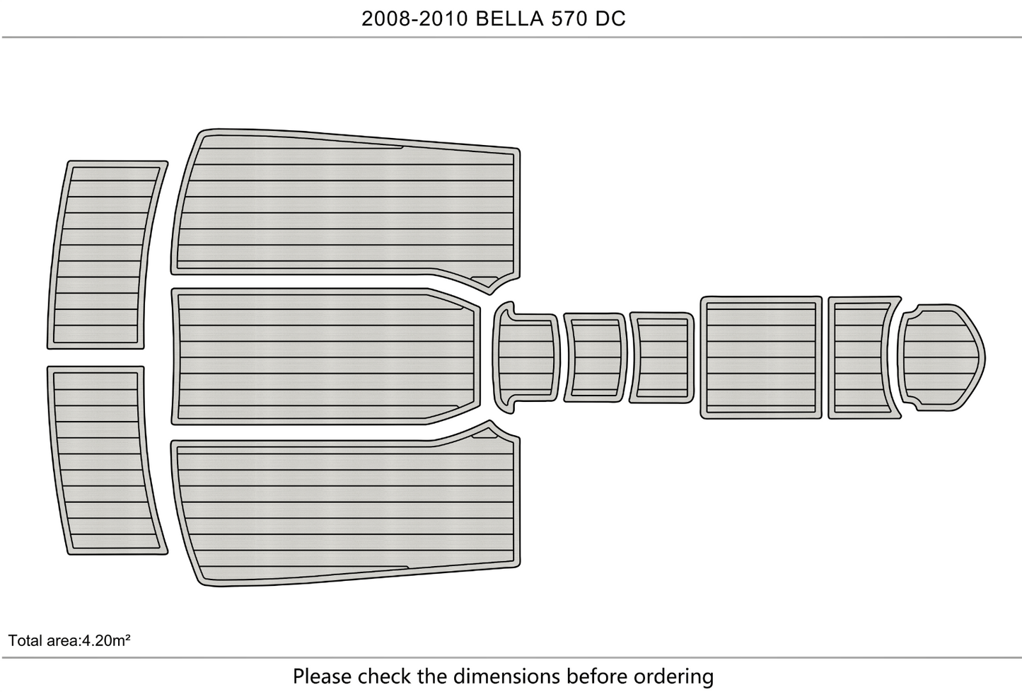 2008-2010 BELLA 570 DC Cockpit Swim platform 1/4" 6mm EVA foam marine floor