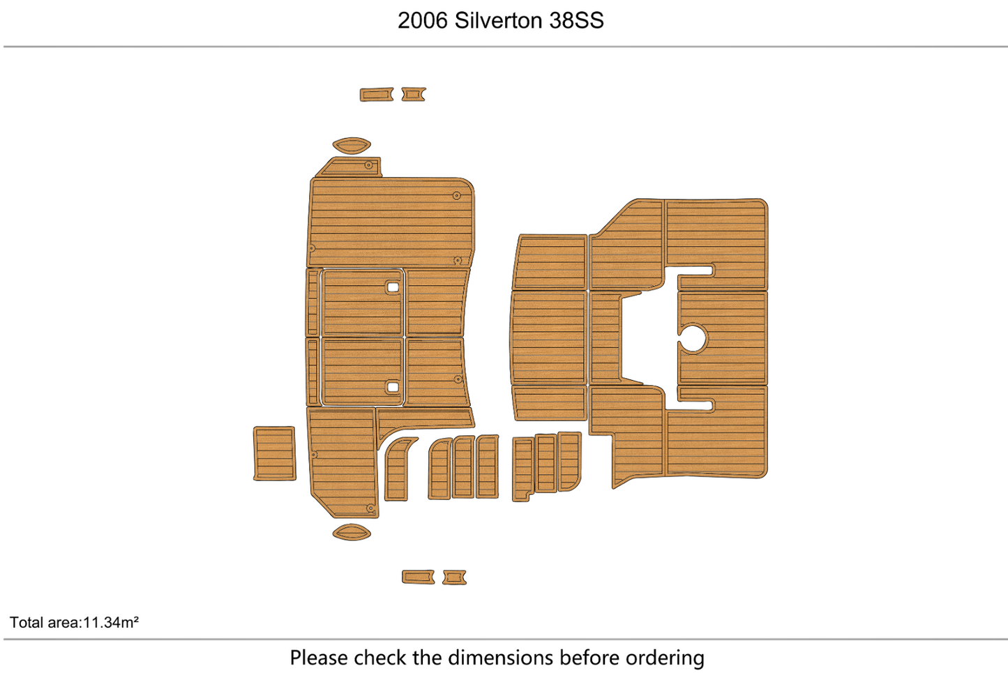 2006 Silverton 38SS Cockpit swim platform 1/4” 6mm EVA Foam TEAK FLOOR