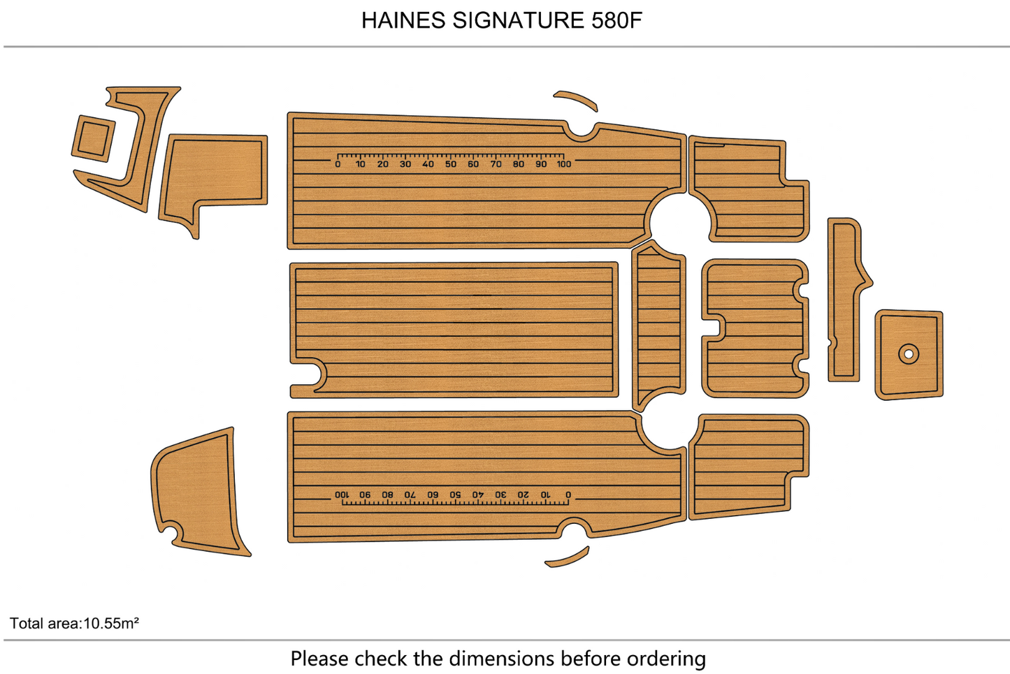 HAINES SIGNATURE 580F cockpit Swim platform 1/4" 6mm EVA Foam Teak Deck floor