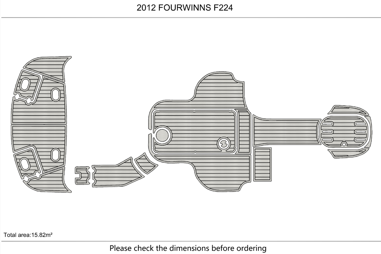 2012 Fourwinns F224 cockpit Swimming platform 1/4" 6mm EVA Teak Decking floor