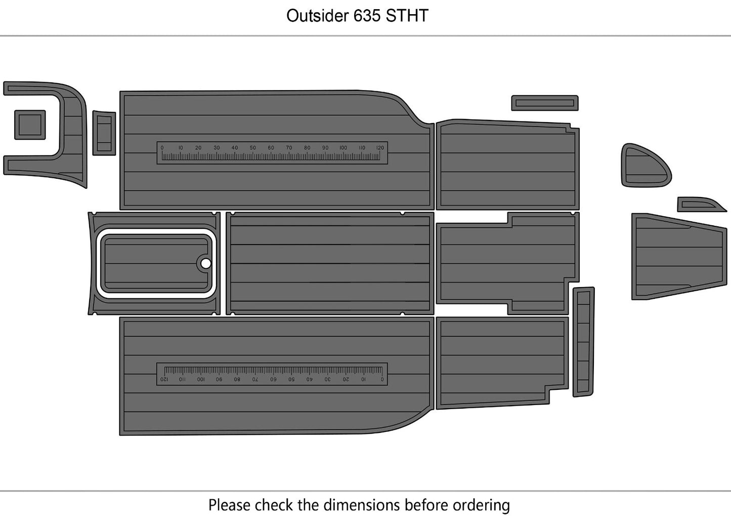 Outsider 635 STHT cockpit Swim platform 1/4" 6mm EVA Foam Teak Deck floor