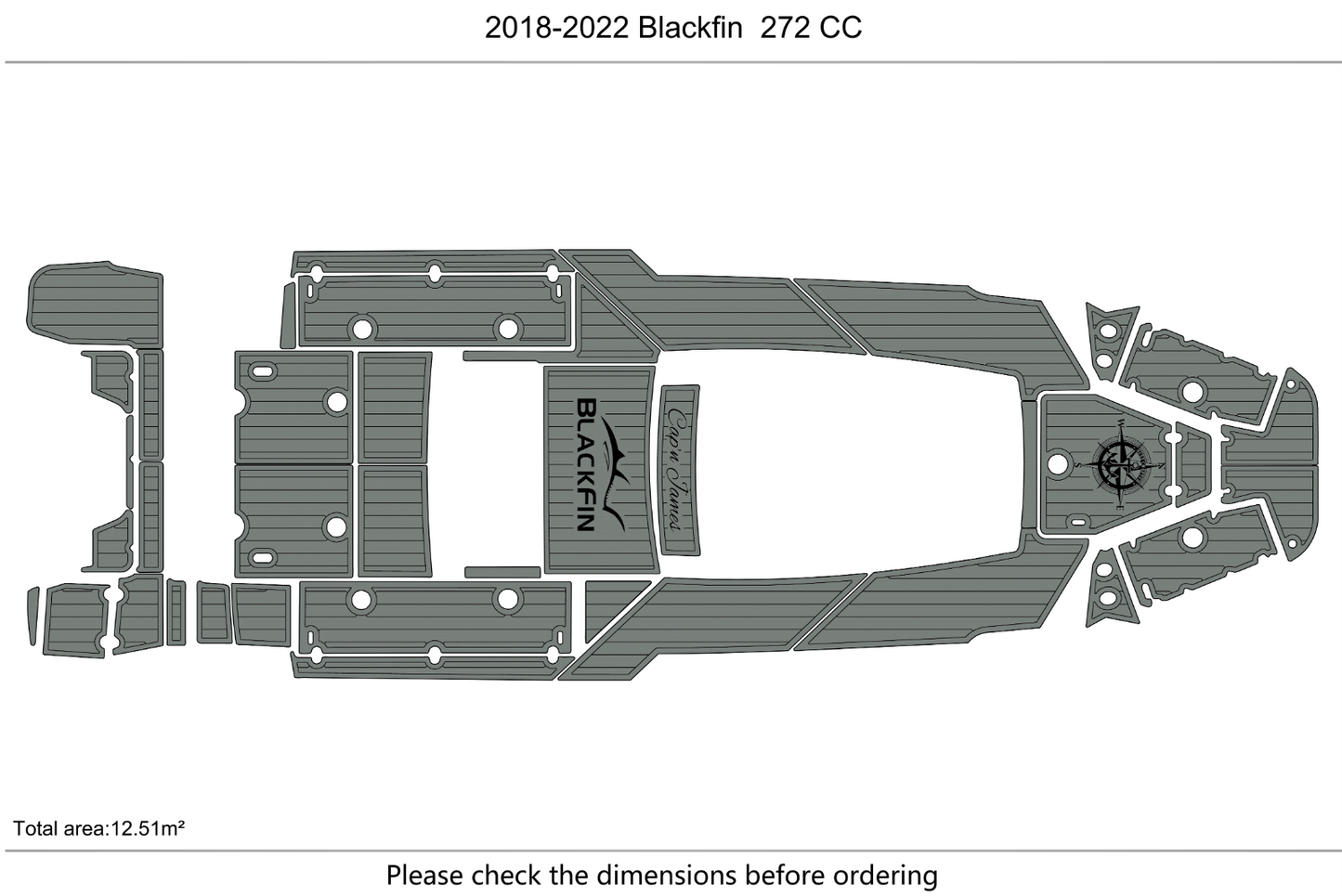 2018-2022 Blackfin 272 CC Cockpit swimming platform bow 1/4"6mm EVA foam floor