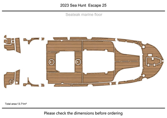 2023 Sea Hunt Escape 25 cockpit Swim platform f1/4" 6mm EVA Teak floor