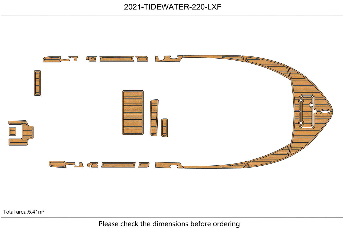 2021 Tidewater 220LXF Bow & swim platform 1/4" 6mm EVA Foam teak floor