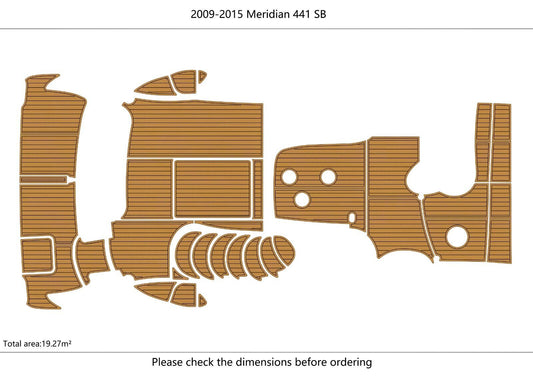 2009-2015 Meridian 441 SB Cockpit Swim platform 1/4" 6mm EVA Foam teak floor