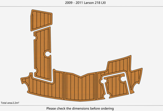 2009 - 2011 Larson 218 LXI Cockpit Swim platform Pads 1/4" 6mm EVA Faux Teak