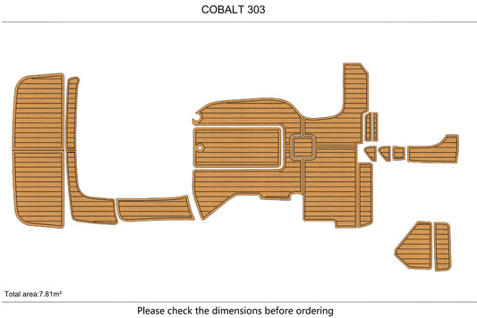 COBALT 303 cockpit swim platform 1/4" 6mm EVA Foam Teak floor