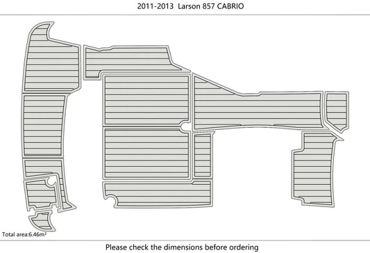 2011-2013 Larson 857 CABRIO Cockpit Swim platform Pads 1/4" 6mm EVA Faux Teak