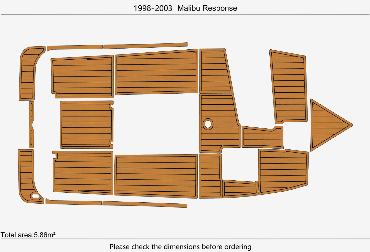 1998-2003 Malibu Response Cockpit Swim platform 1/4" 6mm EVA teak foam Floor