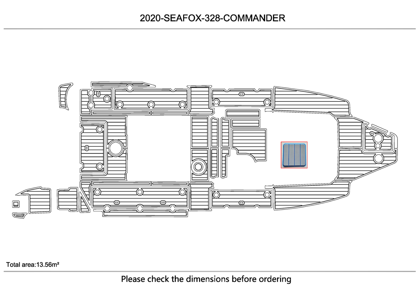 2017-2023 Sea Fox 328 commander Cockpit Swim platform 1/4"6mm EVA Fauxfoam floor