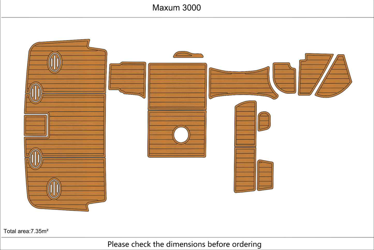 1996-2002 Maxum 3000 SCR Cockpit Extended swim platform 1/4" 6mm EVA foam floor