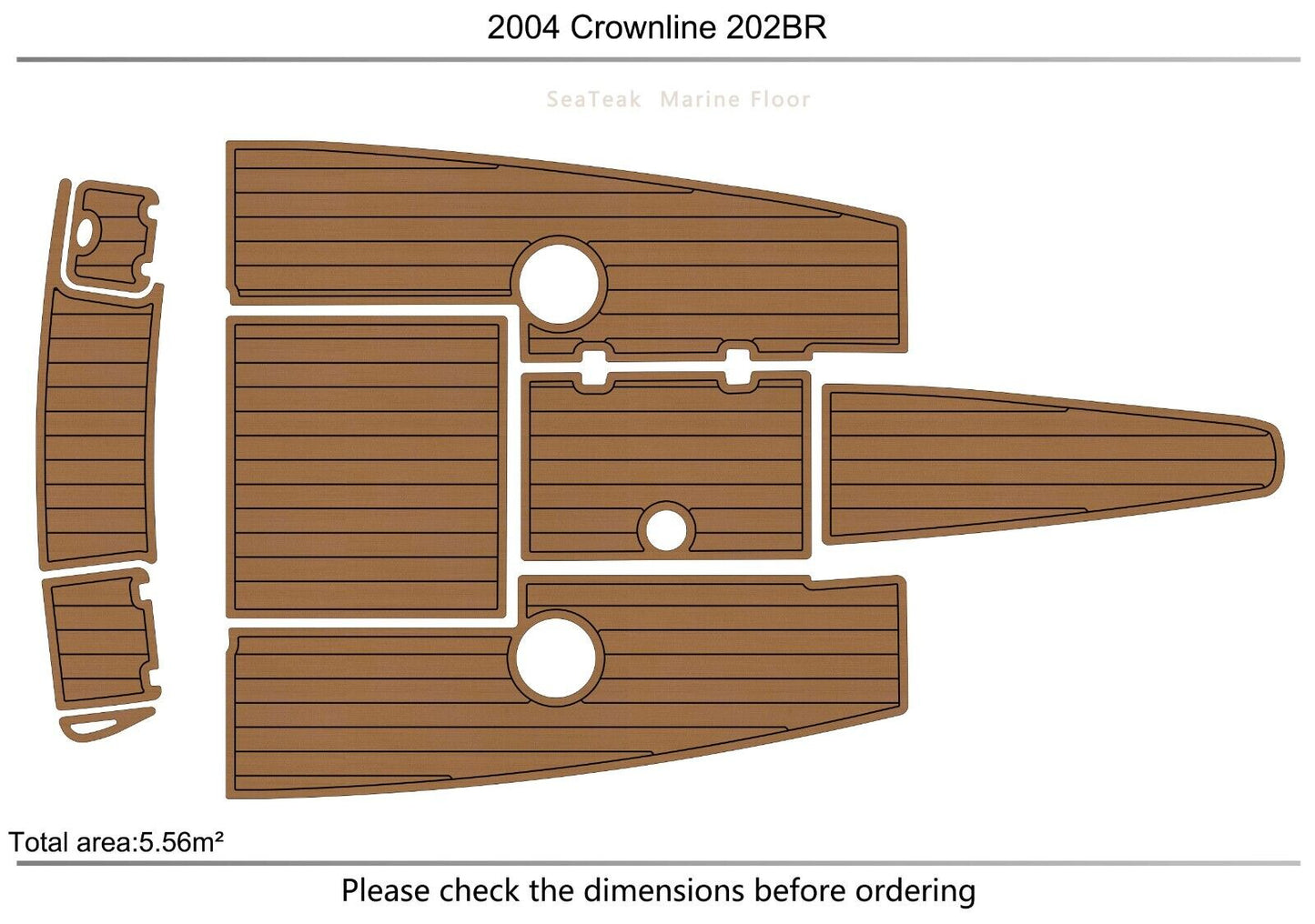 2004 Crownline 202 BR Cockpit swim platform Pads 1/4" 6mm EVA Foam Faux Teak