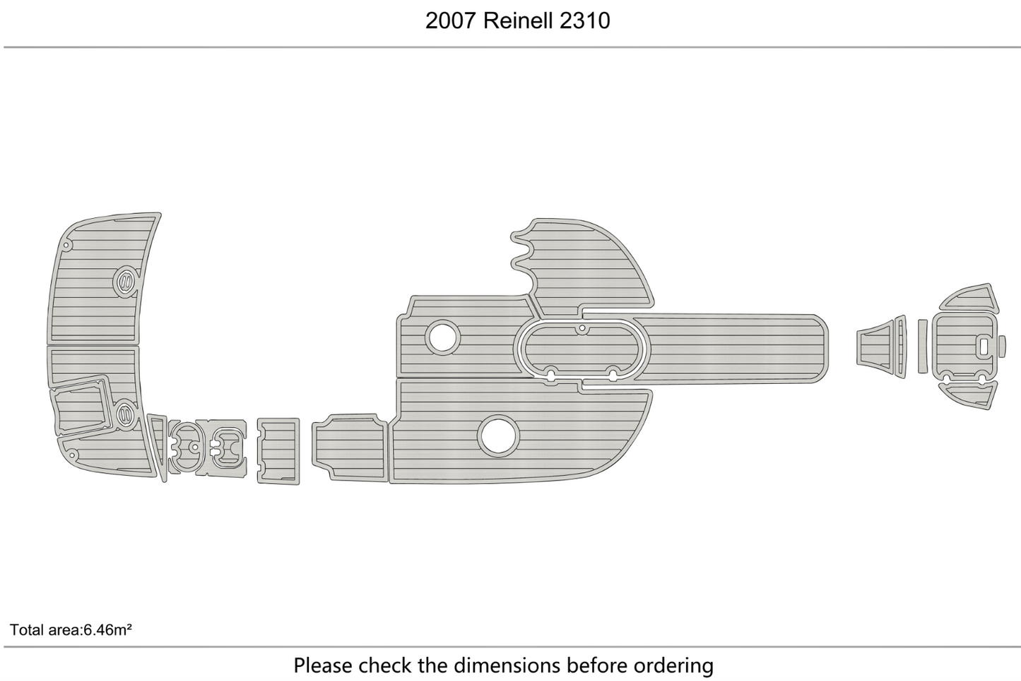 2007 Reinell 2310 Cockpit & Swim Platform Pads 1/4" 6mm EVA Teak Decking