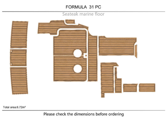FORMULA 31PC Cockpit swimming platform Pads 1/4" 6mm EVA Teak Decking floor