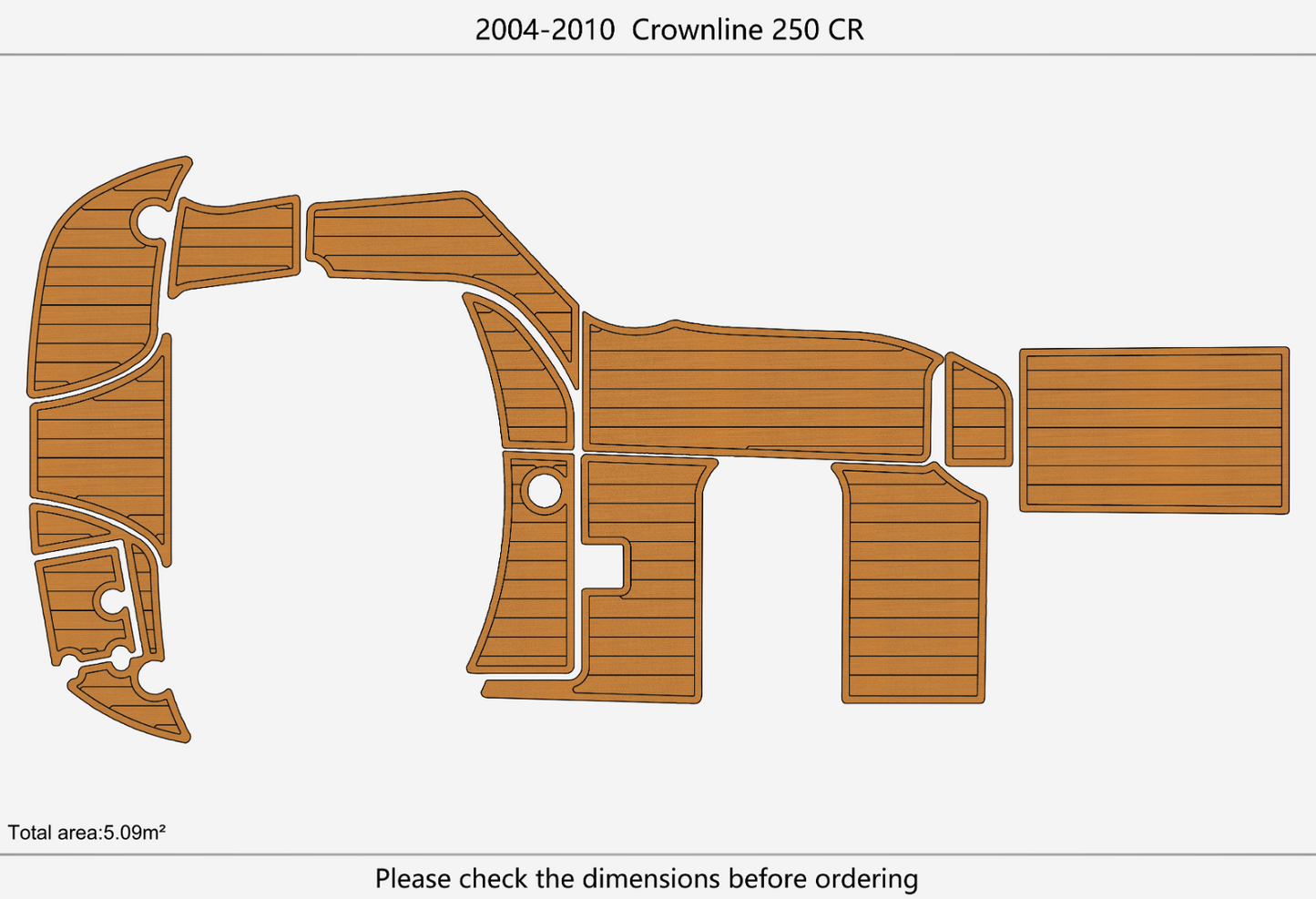 2004-2010 Crownline 250 CR Cockpit Swim platform 1/4"6mm EVA foam mat floor