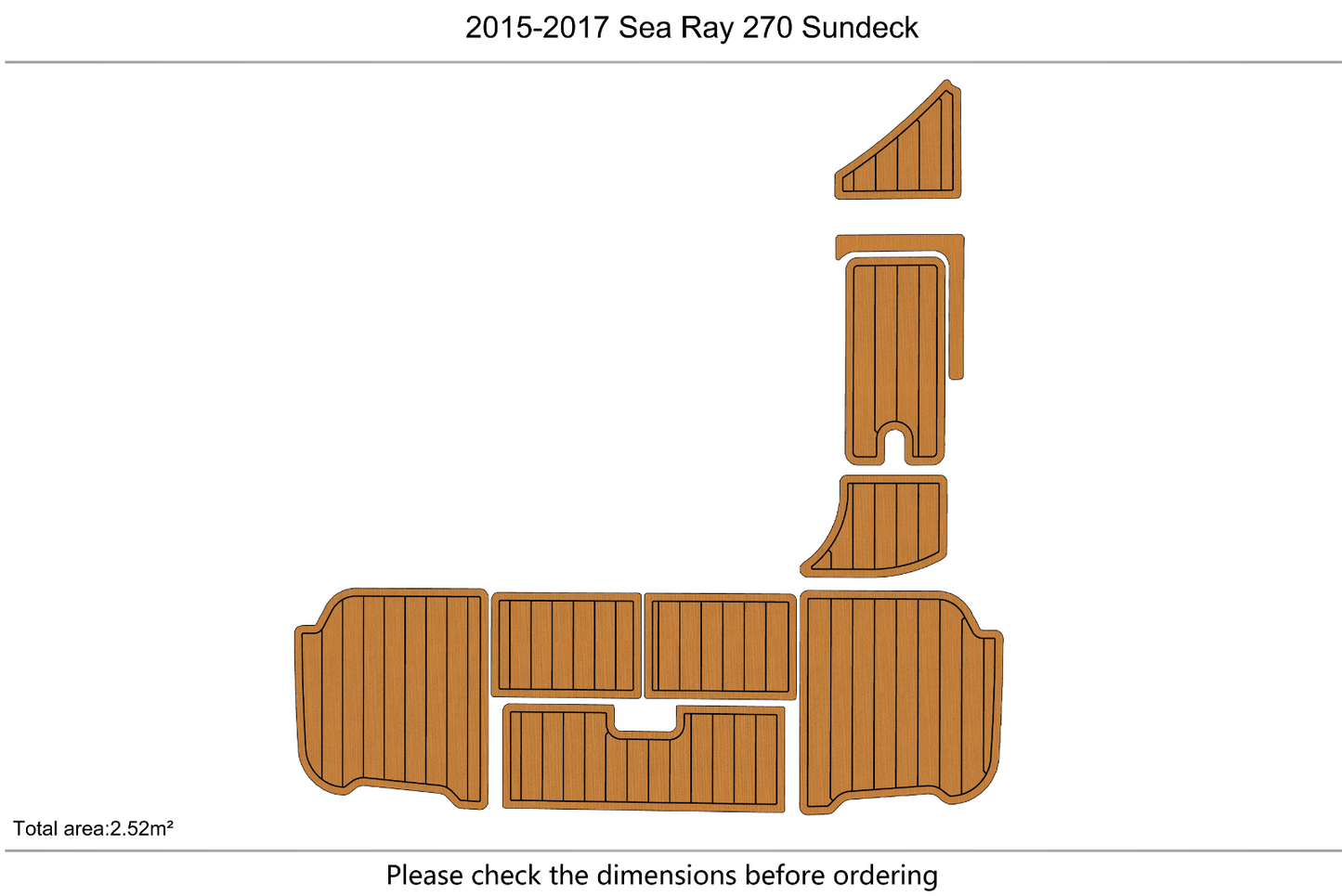 2015-2017 Sea Ray 270 SDX Swim platform 1/4"6mm EVA foam faux teak mat floor