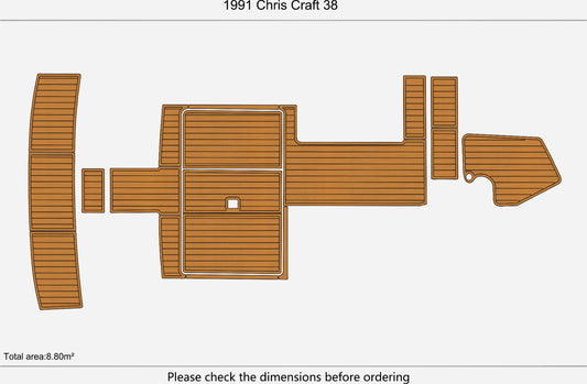 1991 Chris Craft 38 Cockpit Swim Platform 1/4" 6mm EVA Teak Deck floor