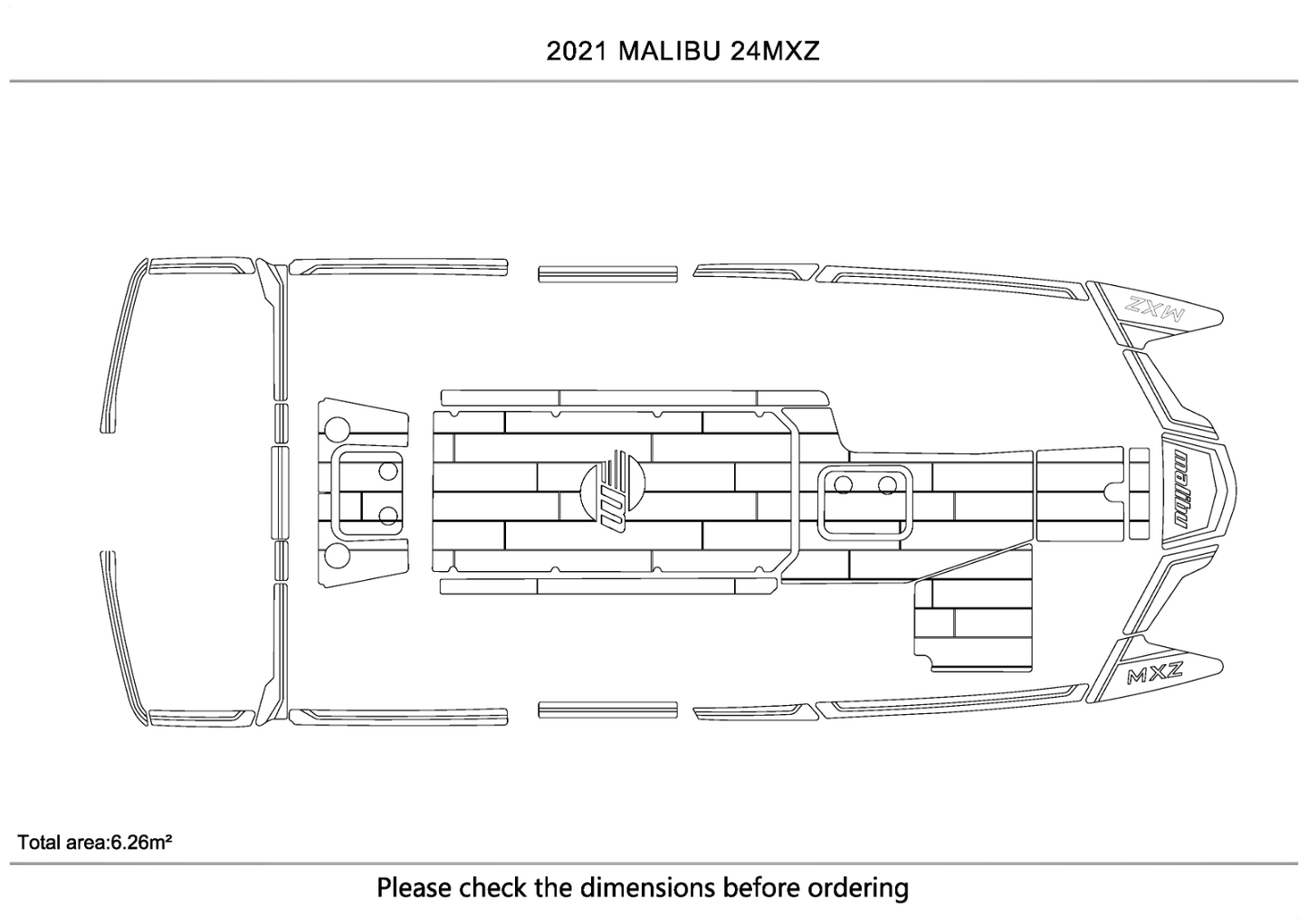 2021malibu 24mxz Cockpit 1/4" 6mm EVA Faux non-slip mat teak floor mat floor