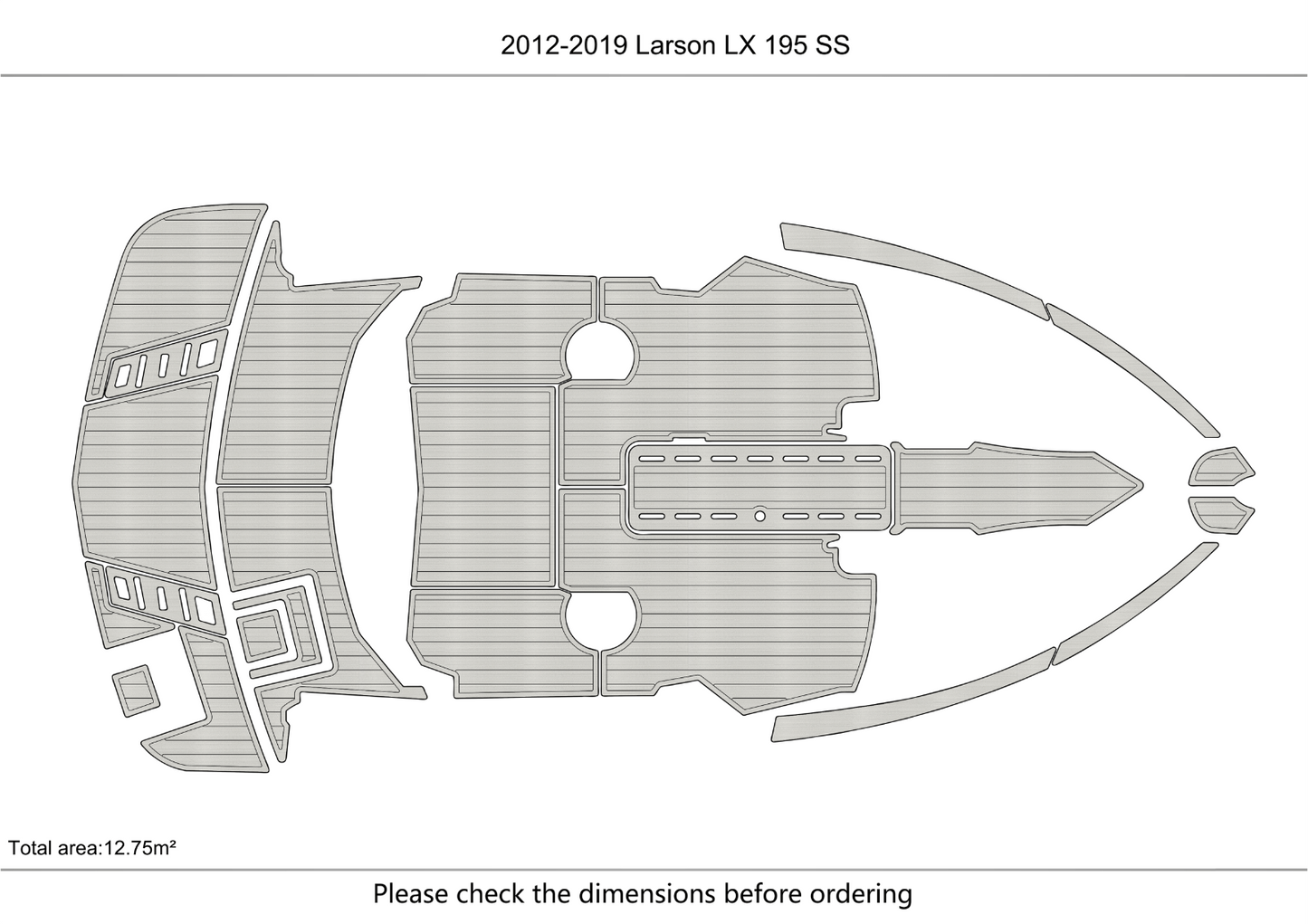 2012-2019 Larson LX 195 SS Cockpit Swim Platform 1/4" 6mm EVA Teak Deck floor