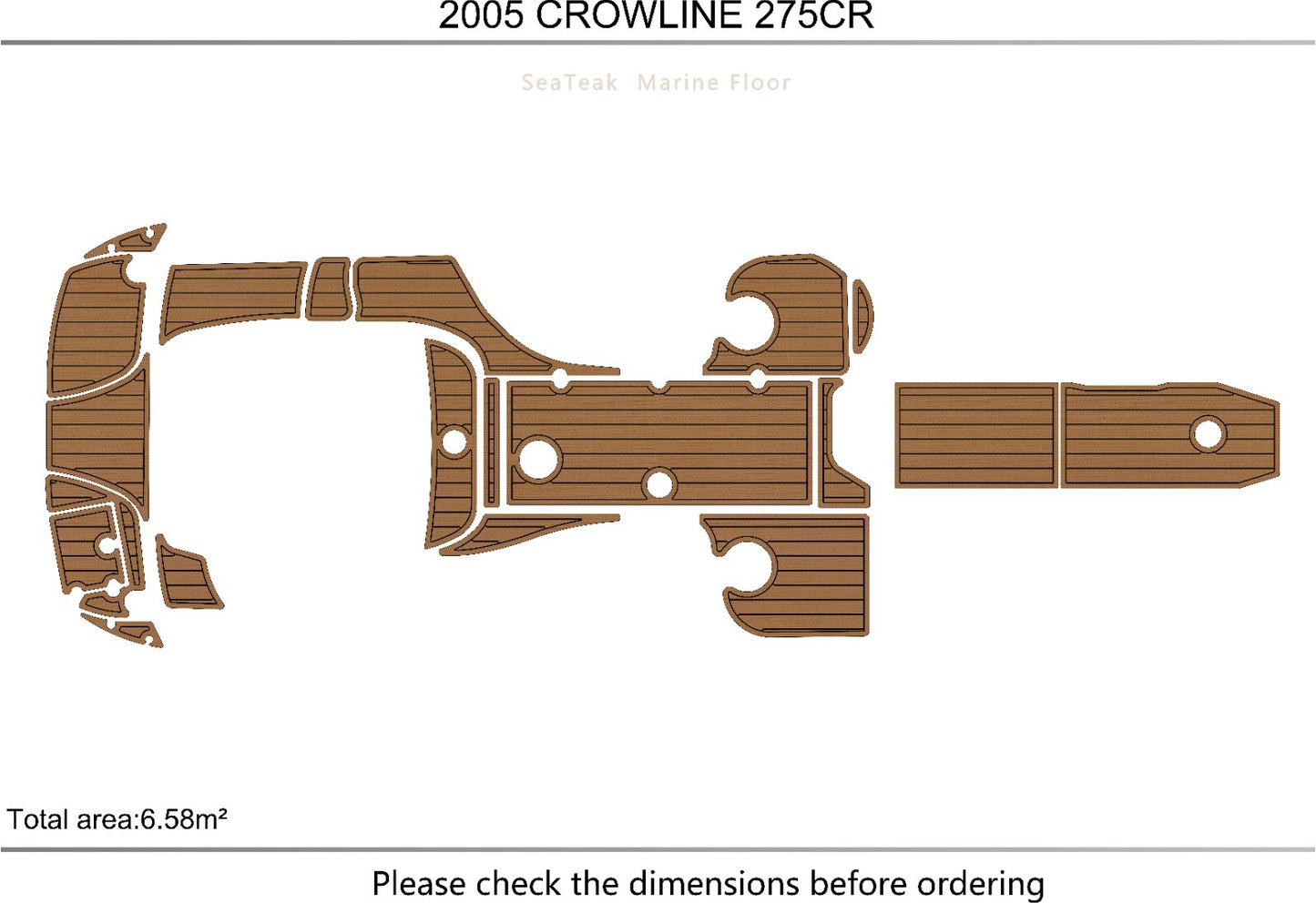 2005-CROWNLINE 275CR Cockpit swimming platform Pads 1/4" 6mm EVA Faux Teak Deck