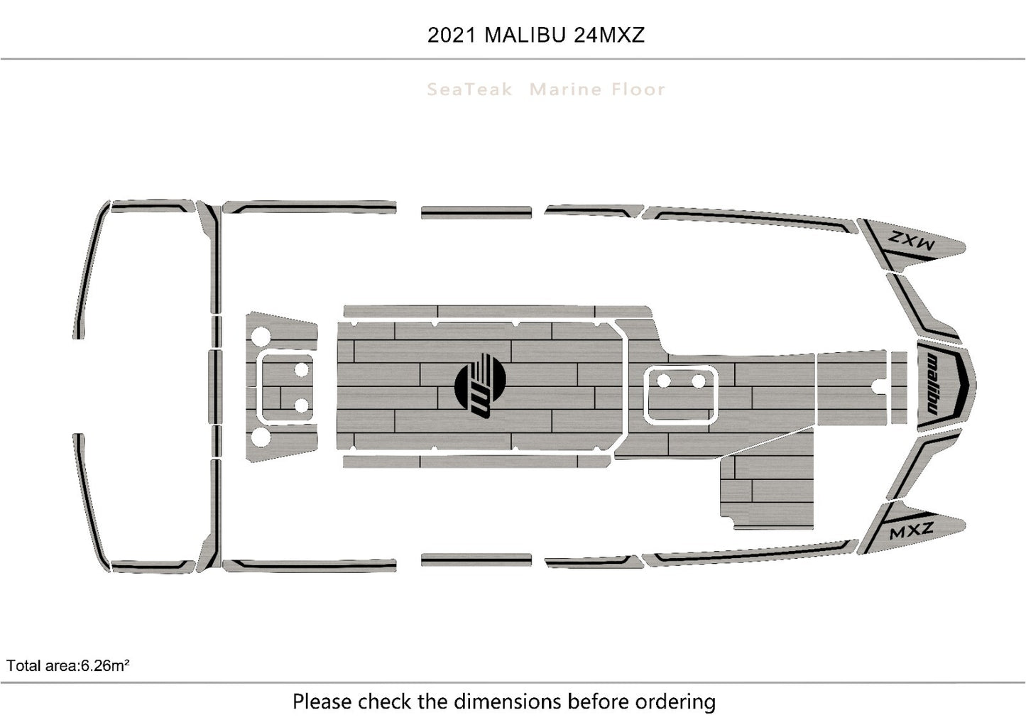 2021malibu 24mxz Cockpit 1/4" 6mm EVA Faux non-slip mat teak floor mat floor