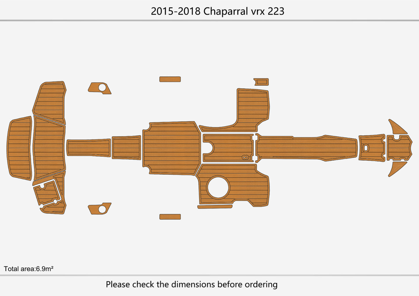 2015-2017 Chaparral 223 Vortex VRX Cockpit Swim platform bow 1/4"6mm EVA floor