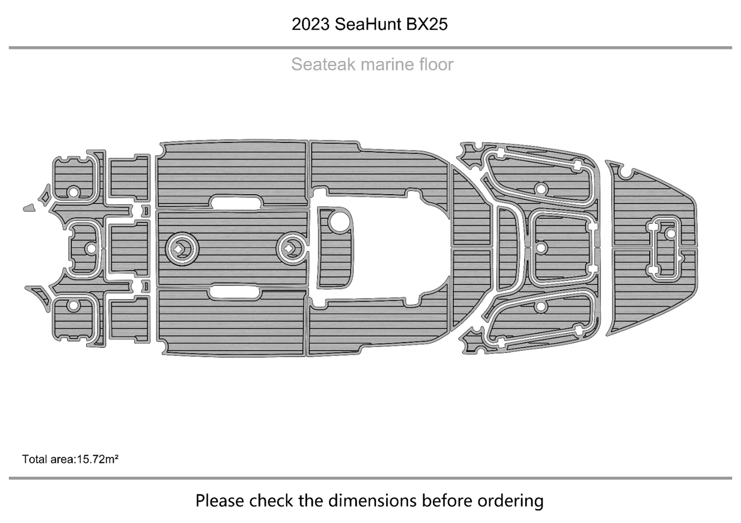 2023 Sea Hunt BX25 cockpit Swim platform f1/4" 6mm EVA Teak floor