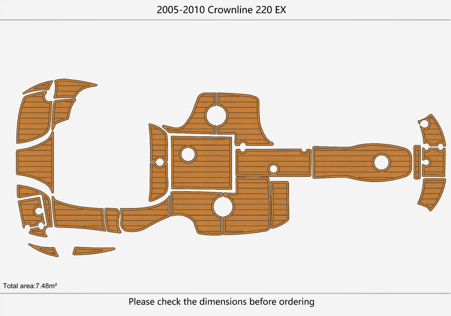 2005-2010 Crownline 220 EX Cockpit Swim platform Bow 1/4"6mm EVA foam faux floor
