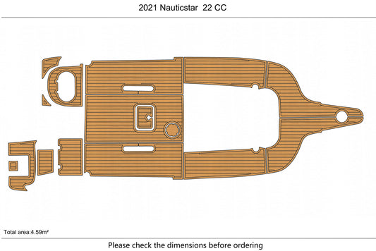 2021 Nauticstar 22 CC Cockpit swimming platform 6mm faux teak floor mat