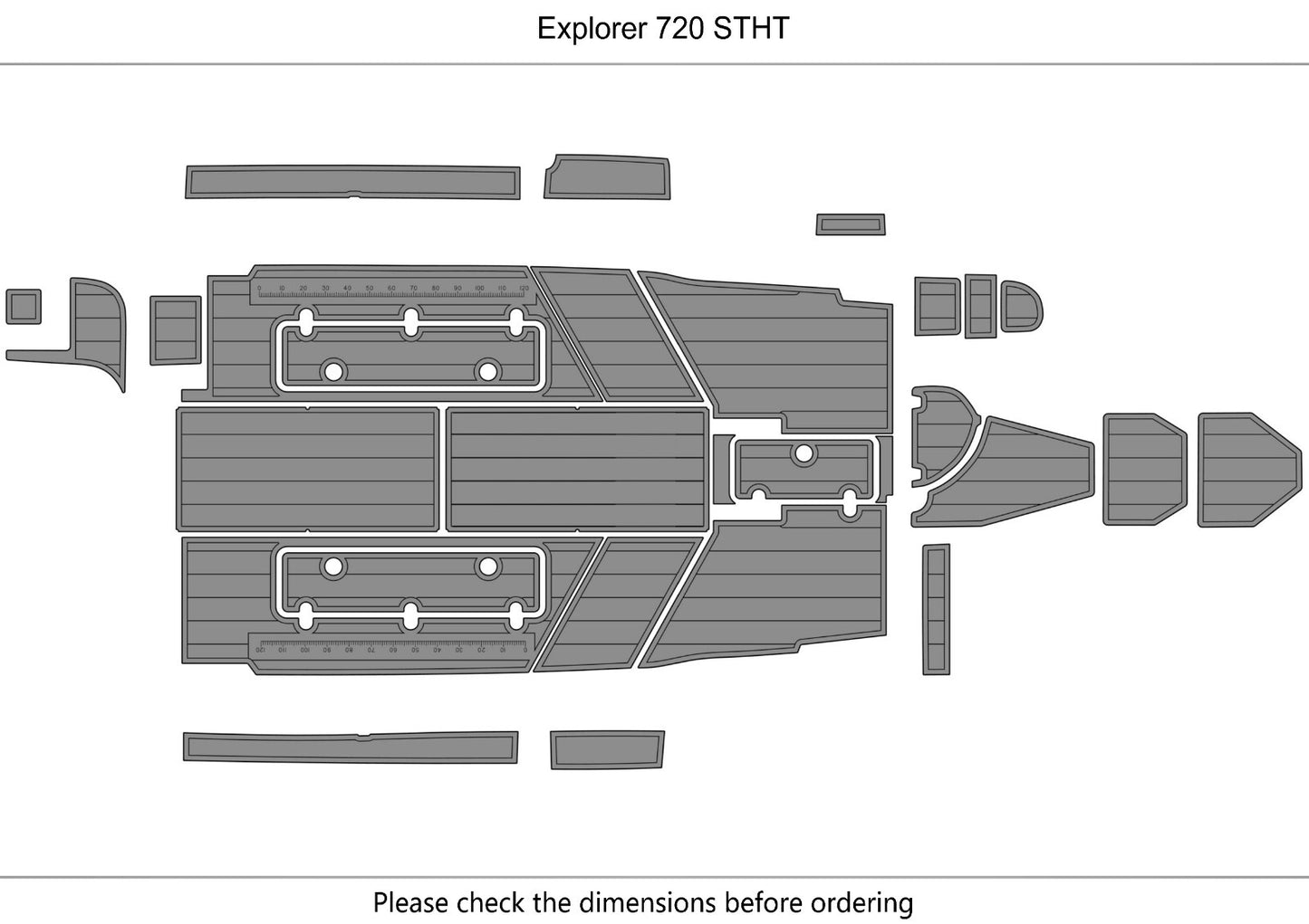 Explorer 720 STHT cockpit Swim platform 1/4" 6mm EVA Foam Teak Deck floor