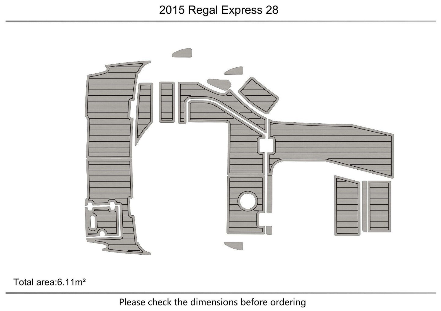 2015 Regal EXpress 28 Cockpit Swim Platform 1/4” 6mm EVA FAUX teak deck floor