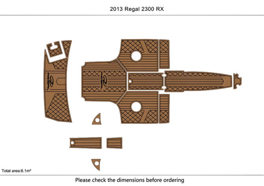 2013 Regal 2300 RX Cockpit Swimming platform Pads 1/4" 6mm EVA FaUX Teak floor