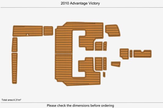2010 Advantage Victory Cockpit Swim Platform Pads 1/4" 6mm EVA Teak deck floor
