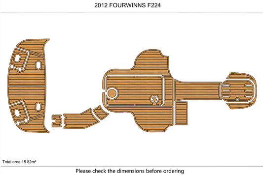 2012 Fourwinns F224 cockpit Swimming platform 1/4" 6mm EVA Teak Decking floor